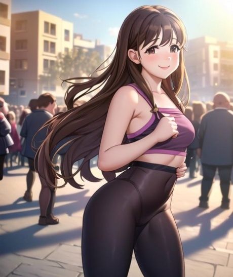 Little AI generated Hentai teen bares her big tits & fucks in public - #7