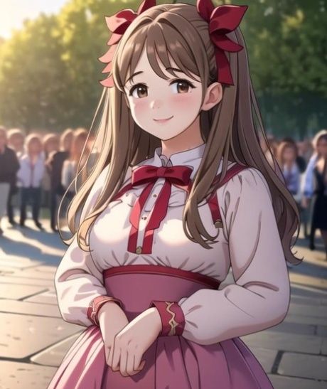 Little AI generated Hentai teen bares her big tits & fucks in public - #11