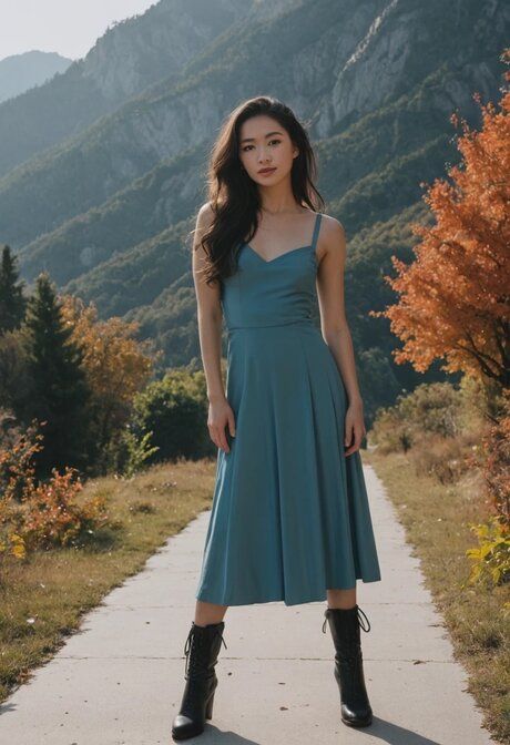 Skinny small tits AI Asian teen Tiare Yang gets cramped in the mountains - #4