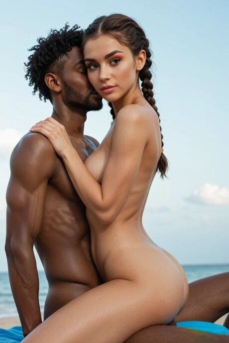Hot AI generated babe Vicotria fucking in a beach interracial sex compilation - #14