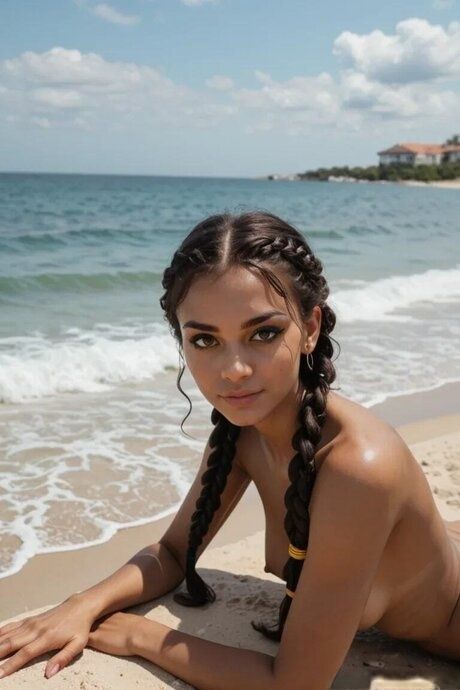Hot AI generated babe Vicotria fucking in a beach interracial sex compilation - #13