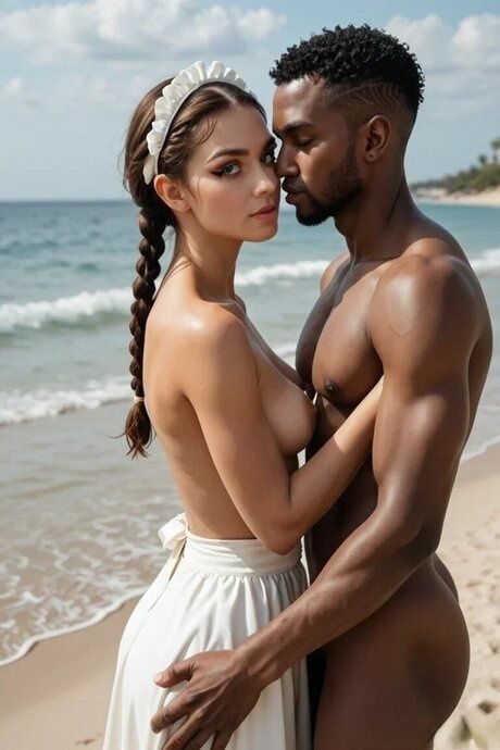 Hot AI generated babe Vicotria fucking in a beach interracial sex compilation - #4