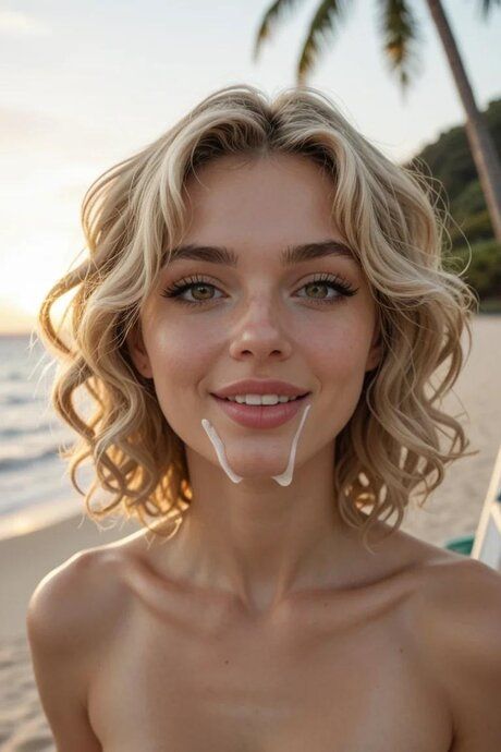 Pretty blonde gives a titjob and takes a facial while having sex at the beach - #9