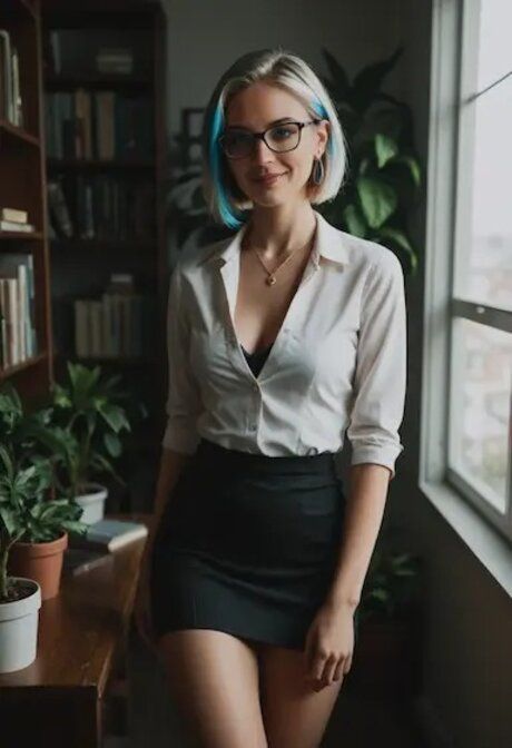 Blonde secretary takes a cumshot on her firm breasts after having POV sex - #10