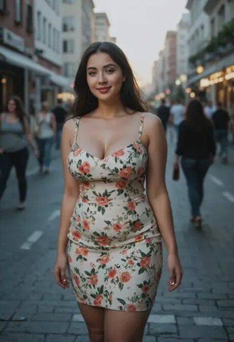 Curvy model flaunts her big boobs in an AI generated outdoor compilation - #3