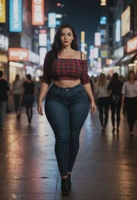 Curvy model flaunts her big boobs in an AI generated outdoor compilation - #10