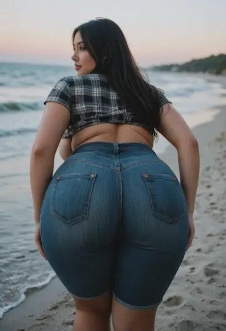 Kinky AI babe Daria Calman displays her big tits and wet ass on the beach - #4