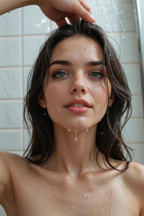 Pretty brunette girlfriend gives a titjob and has POV sex in a shower - #9
