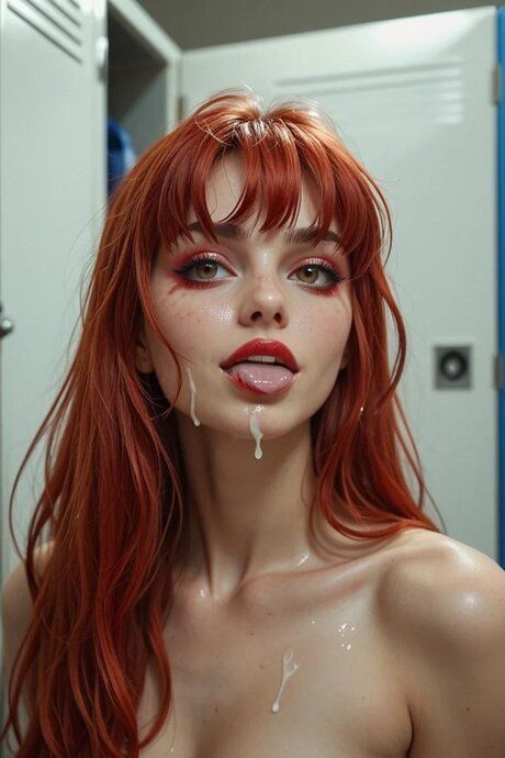 Lustful AI generated ginger Strawberrysin poses & fucks in the locker room - #2