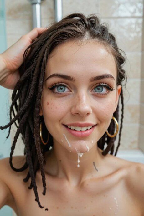 Skinny girl with dyed dreads has sex with a large black cock in a bathroom - #9