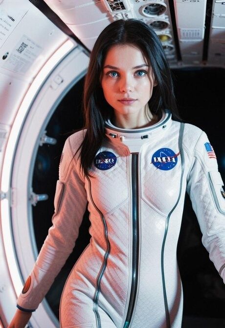In the spaceship, topless girl removes her spacesuit and puts on a bikini - #2