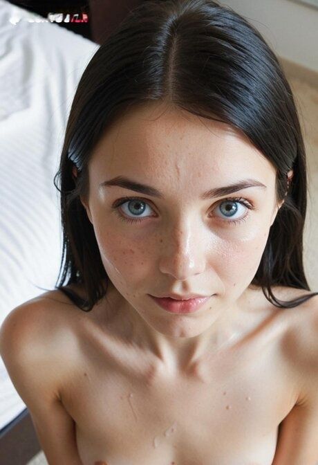 Brunette teen with striking eyes gets naked while taking selfies - #8