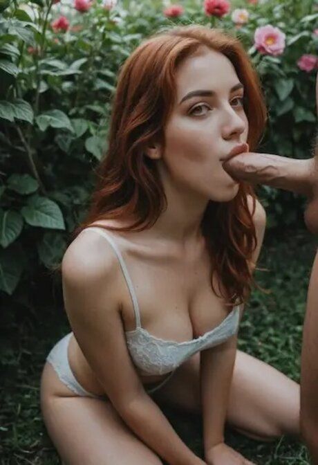 AI generated ginger Valentina Rossi sucking and fucking in the garden - #2