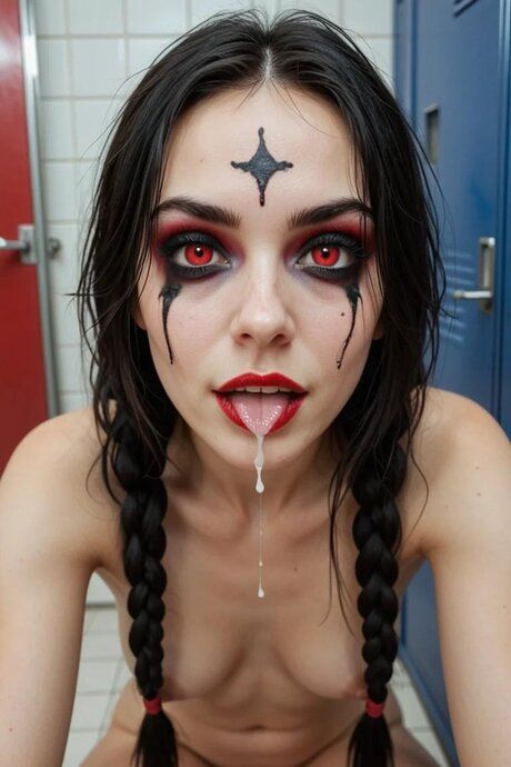 Dark-haired girl sports facial piercings and gags while having sex - #8
