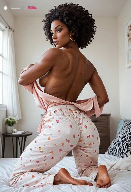 Stunning girl with a great haircut and great body poses nude on her bed - #4