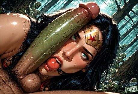 Wonder Woman finds herself ball gagged during triple anal with aliens - #5