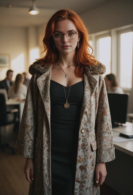 AI generated redhead gets fucked in an office while wearing glasses - #1