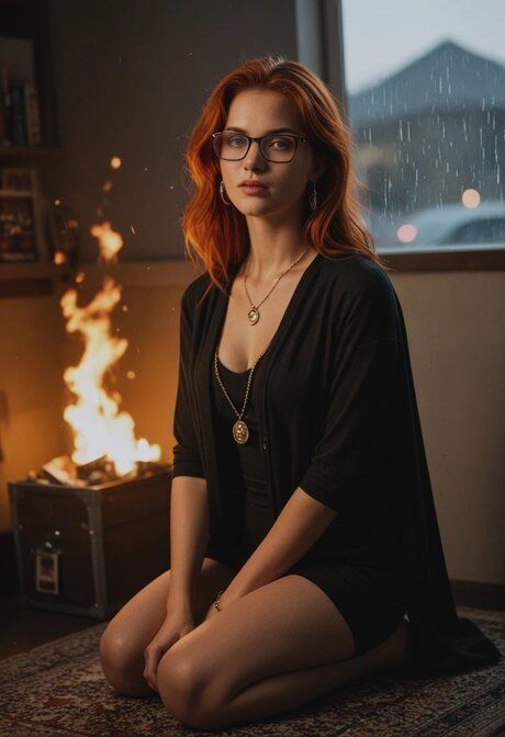 AI generated redhead gets fucked in an office while wearing glasses - #6