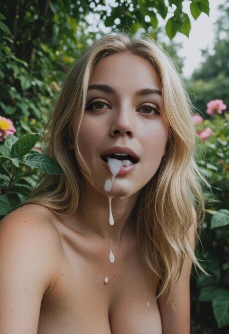 Stacked blonde rides a big dick and takes a facial in an AI generated scene - #9