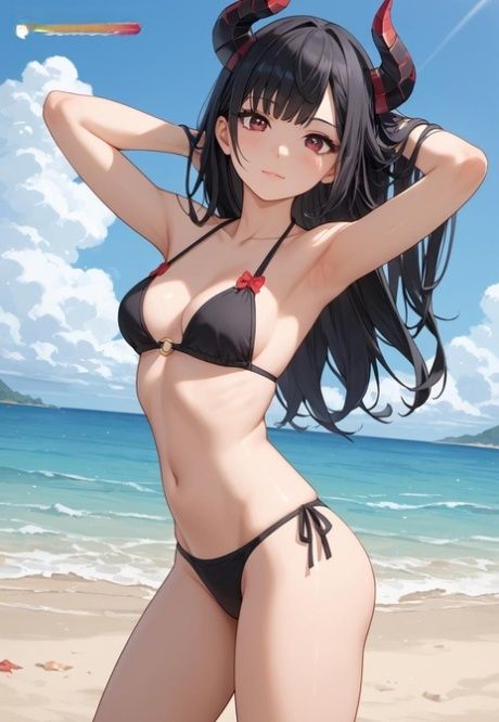 Devilish Hentai babe Theresa shows her big ass & fucks on the beach - #7