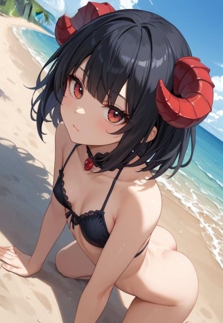 Devilish Hentai babe Theresa shows her big ass & fucks on the beach - #5