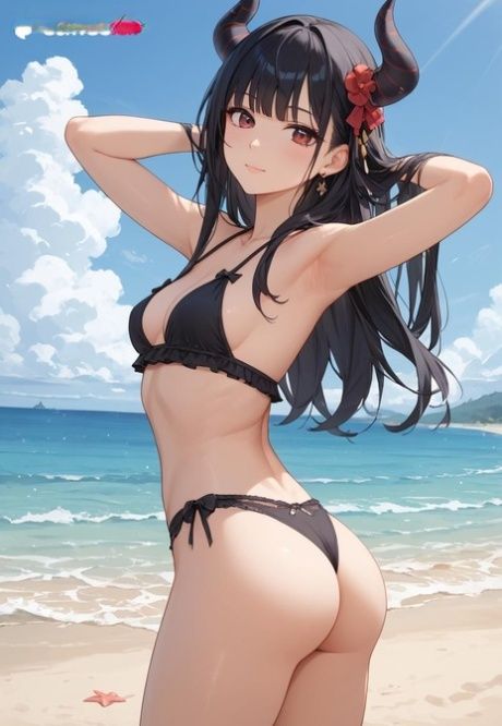 Devilish Hentai babe Theresa shows her big ass & fucks on the beach - #3