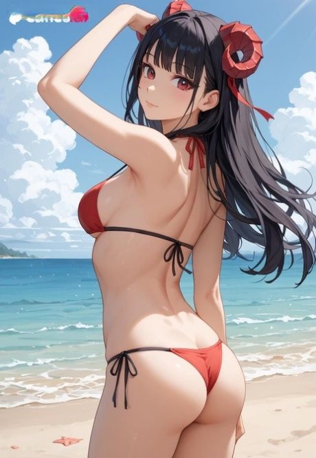 Devilish Hentai babe Theresa shows her big ass & fucks on the beach - #9