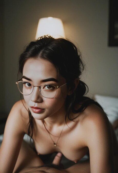 Skinny AI generated babe with glasses Taniya Graham fucking in the bedroom - #8