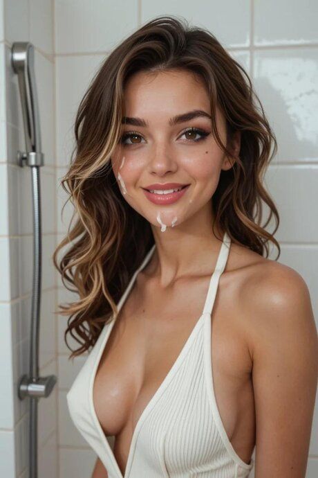 Attractive AI generated brunette Ariana poses & fucks a huge dick in POV - #9