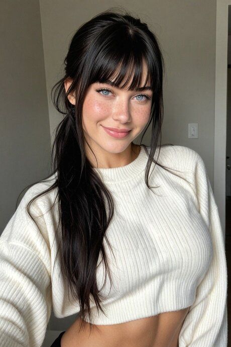 Dark-haired AI generated beauty gets cum on her face during POV sex - #10
