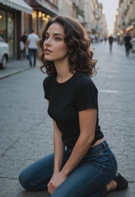 AI generated beauty with long legs poses nude and has sex on a city street - #1