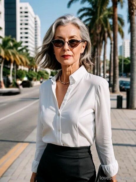 Gorgeous AI generated granny Betty Graham poses in her hot outfits outdoors - #3