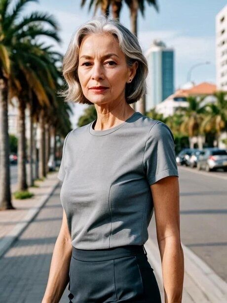 Gorgeous AI generated granny Betty Graham poses in her hot outfits outdoors - #8