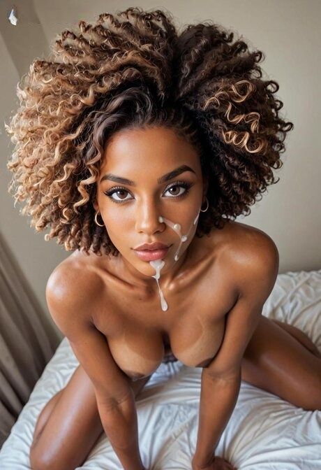 Hot black girl with a natural afro and a sexy blonde model get on their knees - #9