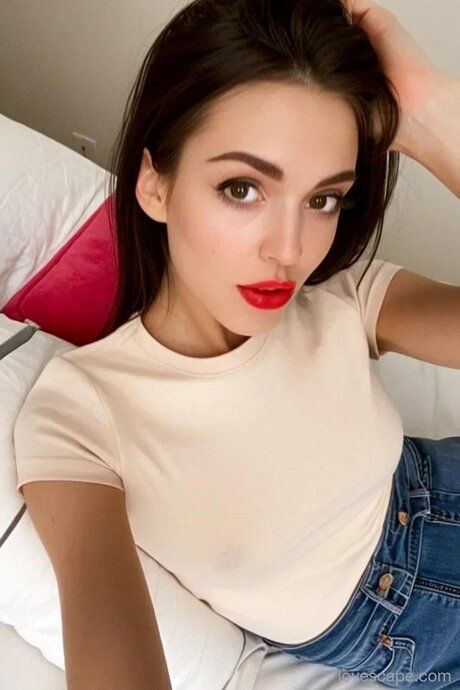 AI generated babe with red lipstick Lin Wei poses in her solo compilation - #1