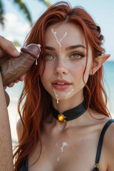 AI generated redheaded elf participates in hardcore POV sex on a beach - #8