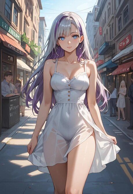 Naked AI generated platinum blonde has POV sex on a city street - #3