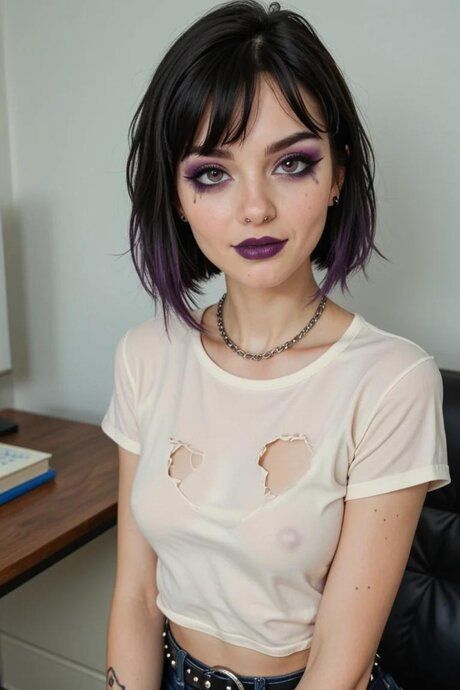 Petite AI generated girl with smoky eyes gets on a cock during office sex - #10