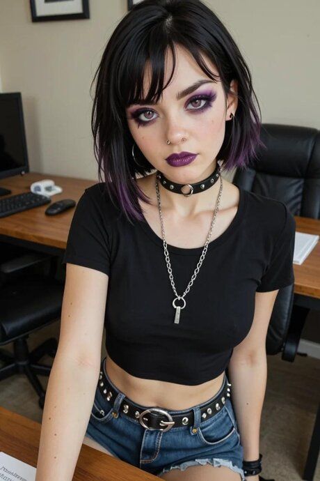Petite AI generated girl with smoky eyes gets on a cock during office sex - #8