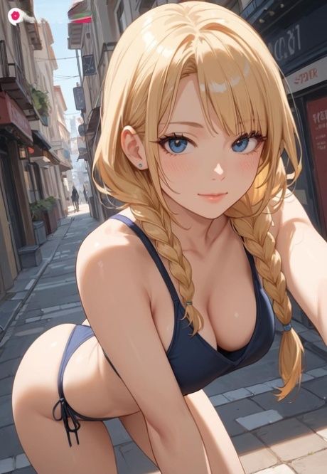 Hentai beauty Agustina exposes her curves in AI generated public action - #10