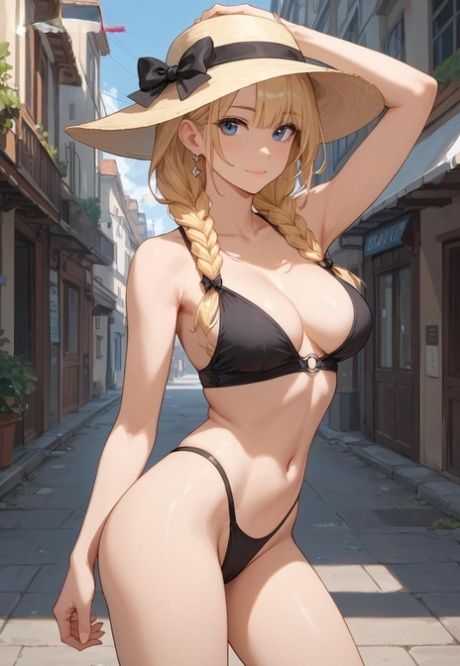 Hentai beauty Agustina exposes her curves in AI generated public action - #8