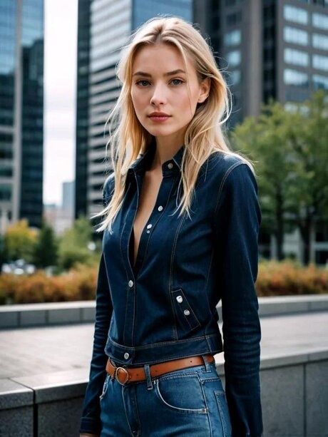 AI generated blonde beauty models fully clothed at various locations - #3