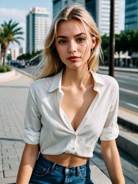 AI generated blonde beauty models fully clothed at various locations - #5