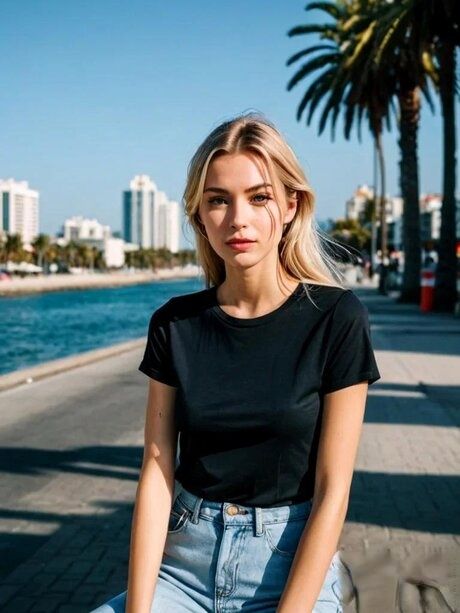 AI generated blonde beauty models fully clothed at various locations - #11