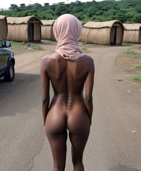AI generated black chick with big tits touts her nice ass while standing naked - #14