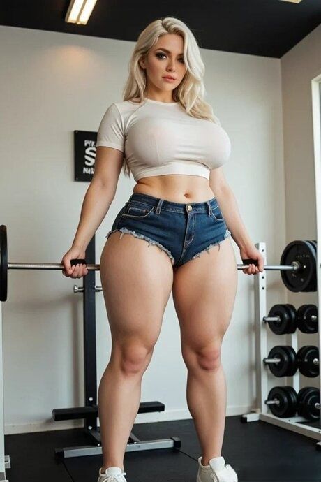 Blonde chick has some doggystyle sex in a gym while showing her chubby body - #5