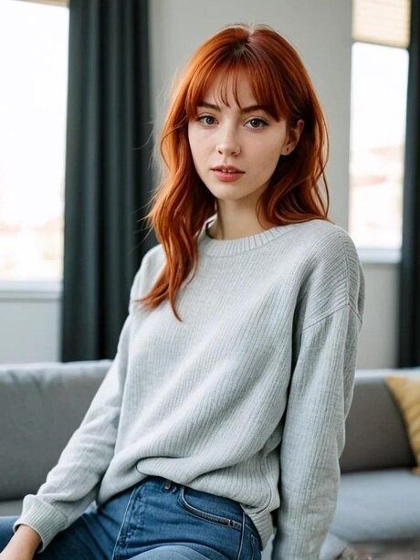 Petite AI generated ginger Emma Blind posing in her sexy outfits in public - #5