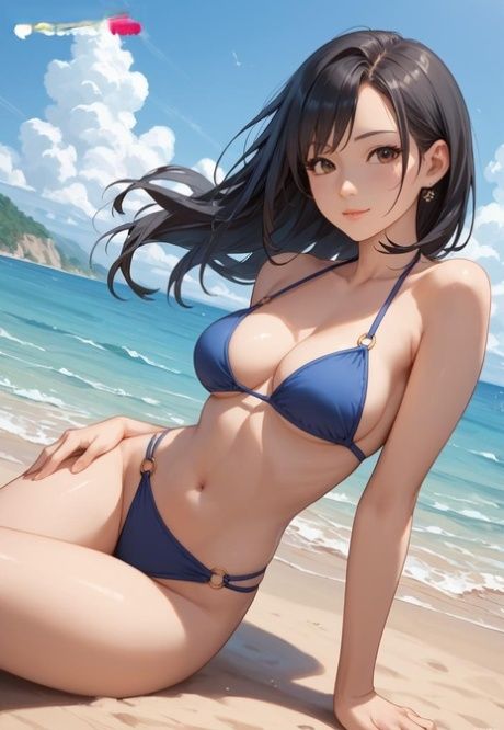 AI generated Hentai babe Felicity flaunts her curves on the sandy beach - #3