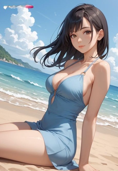 AI generated Hentai babe Felicity flaunts her curves on the sandy beach - #6