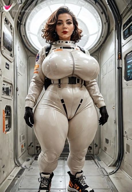 AI generated brunette Millie Morgan displays her amazing curves in the space - #6